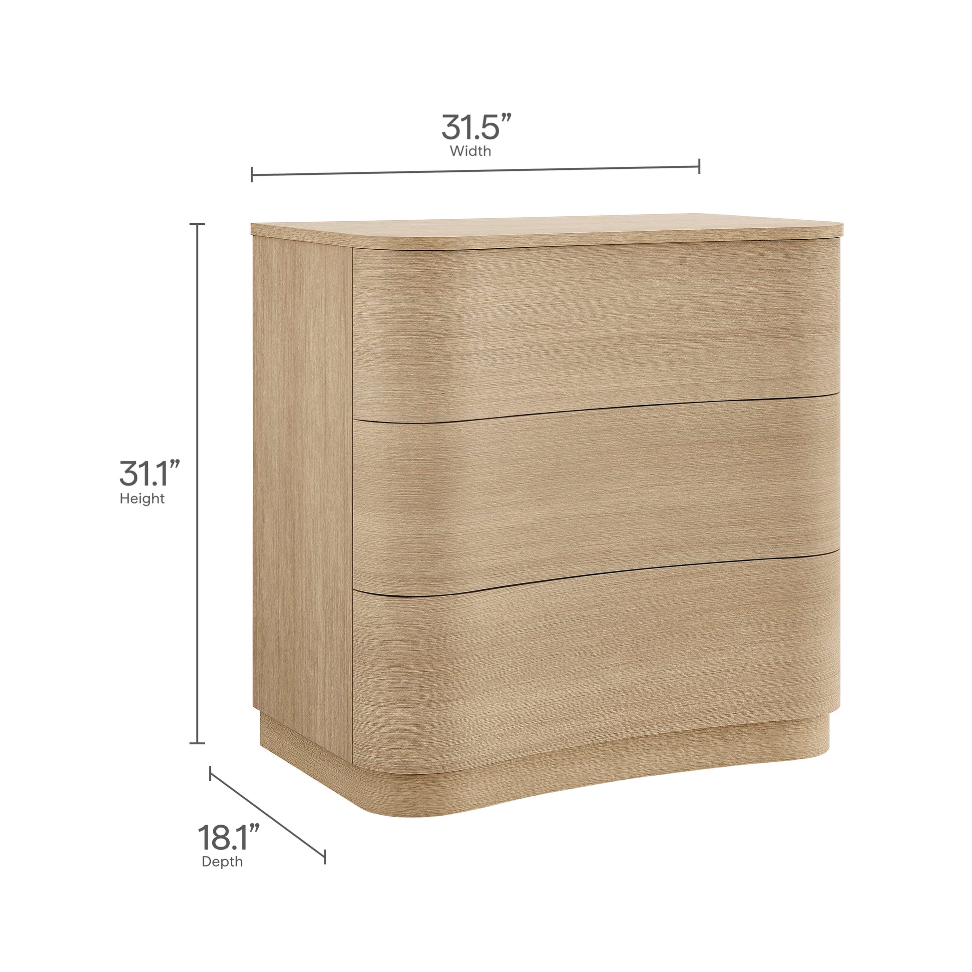 Mirae 3-Drawer Curved Compact Dresser