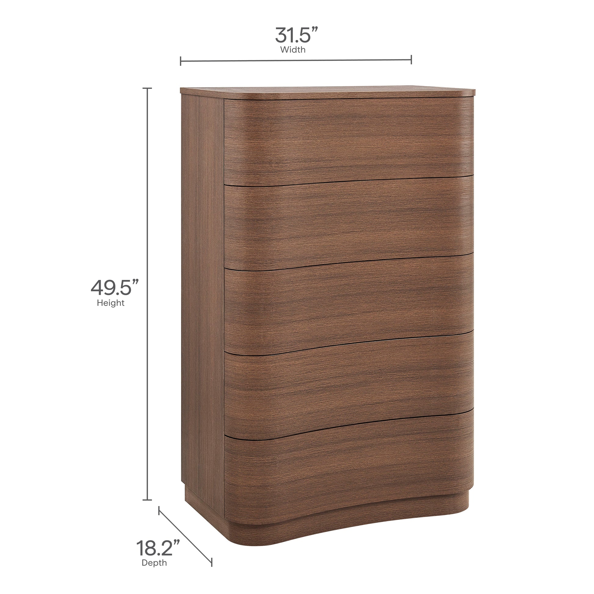 Mirae 5-Drawer Curved Dresser Chest of Drawers