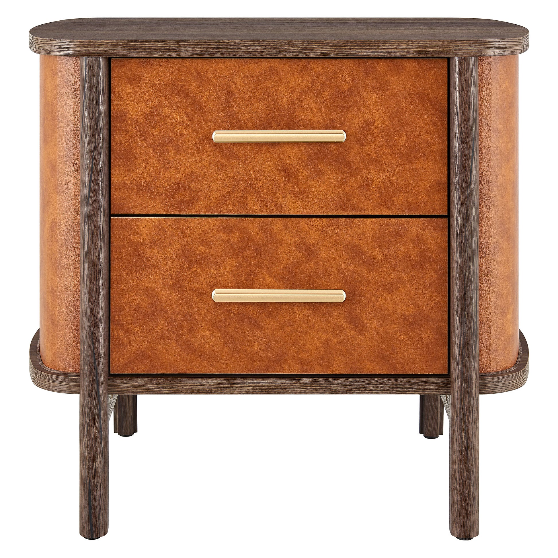 Coralie 2-Drawer Curved Vegan Leather Nightstand