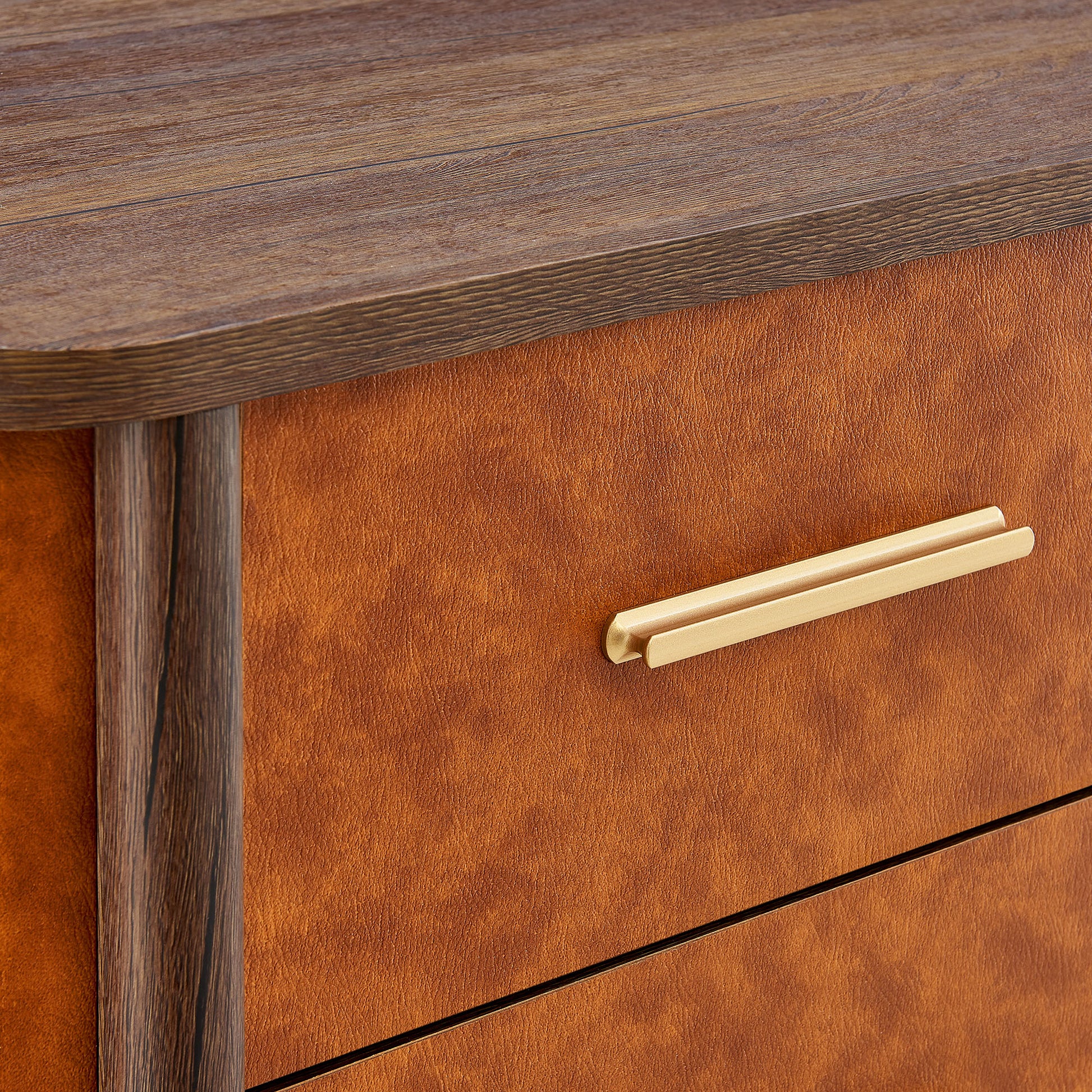 Coralie 2-Drawer Curved Vegan Leather Nightstand