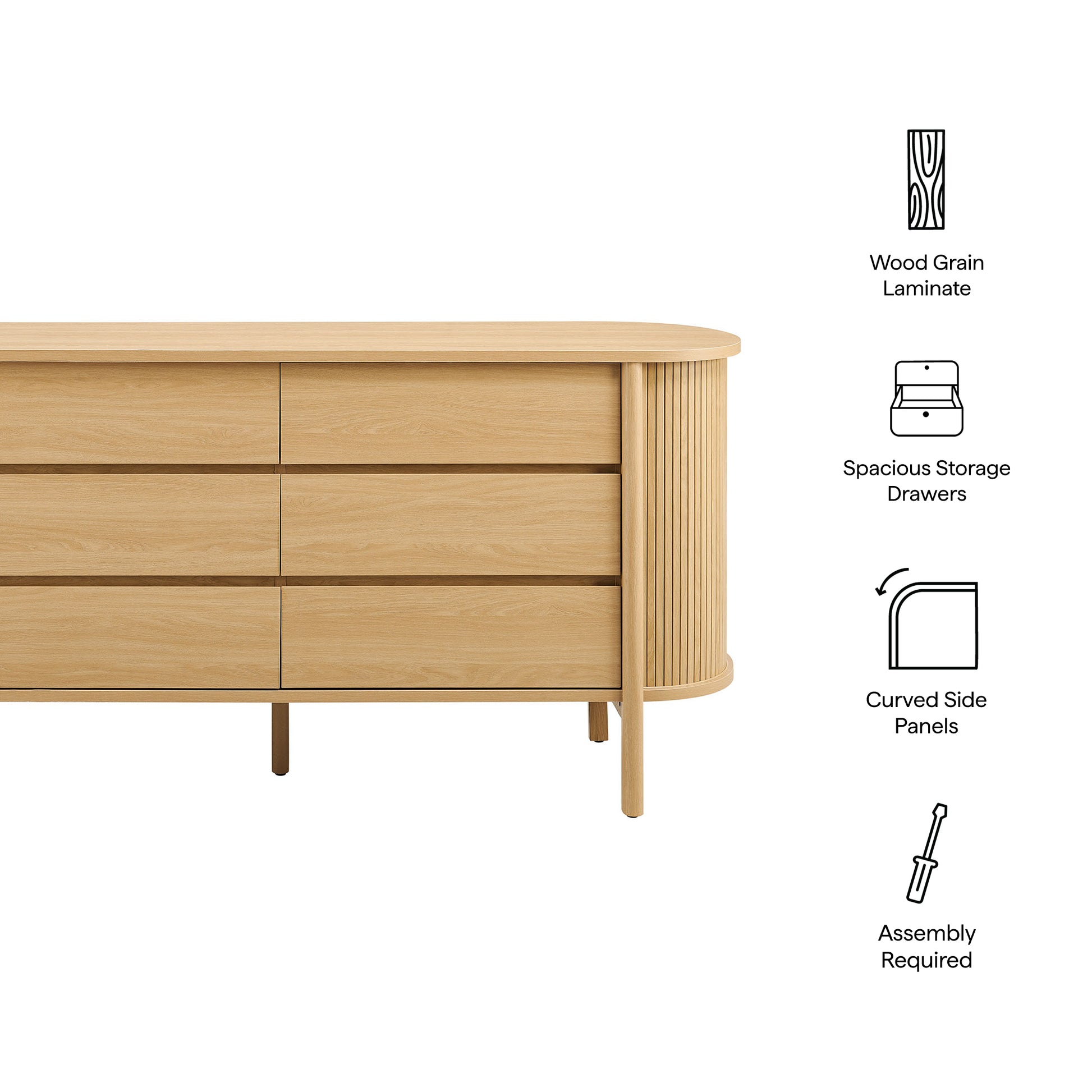 Cadence 6-Drawer Curved Dresser